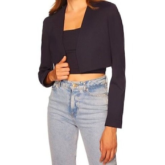 SUSANA MONACO WOMEN Cropped Black Blazer Jacket, SMALL - Picture 1 of 5